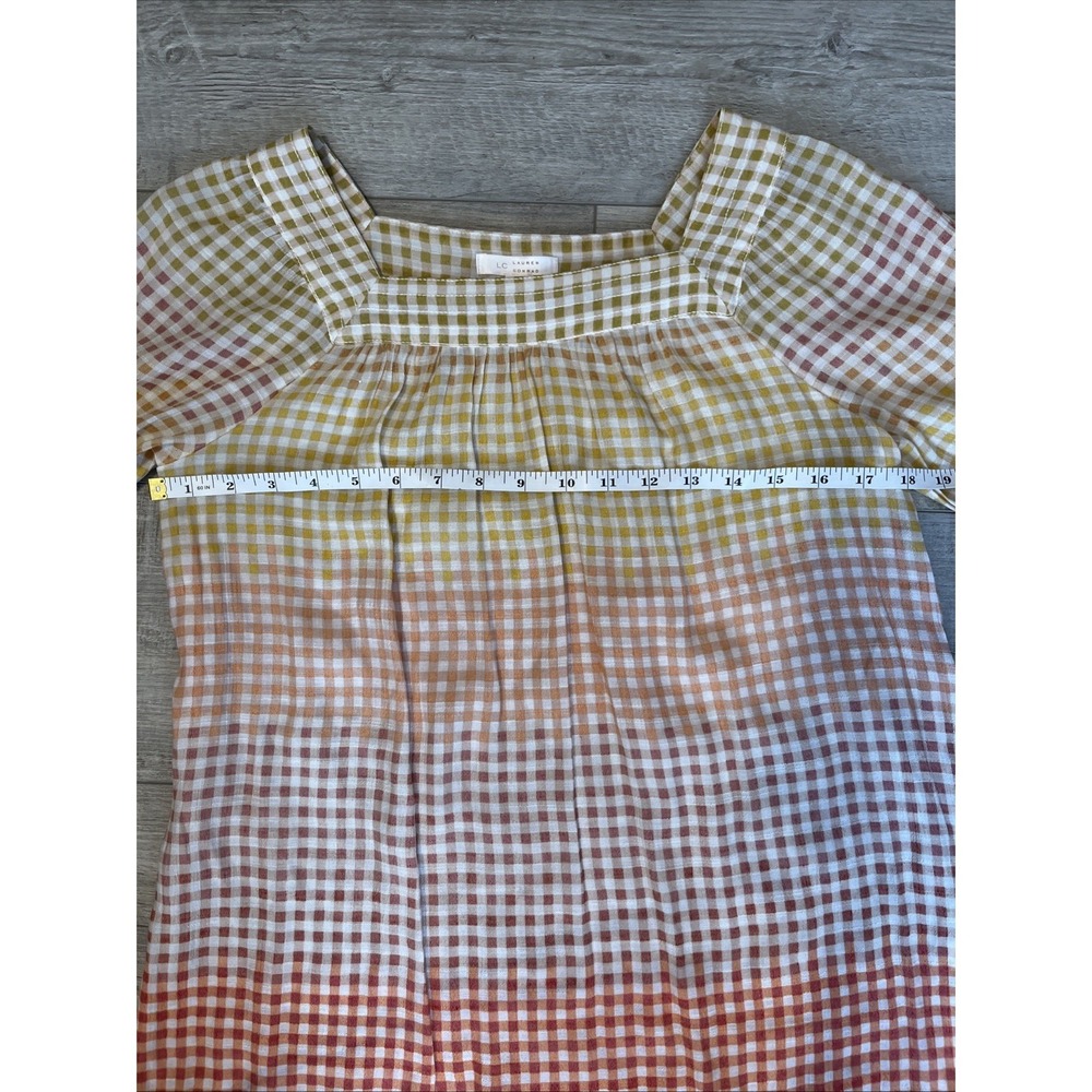 Lauren Conrad Womans Cream Colorful  Checks Cottagecore Boho Peasant Sz S